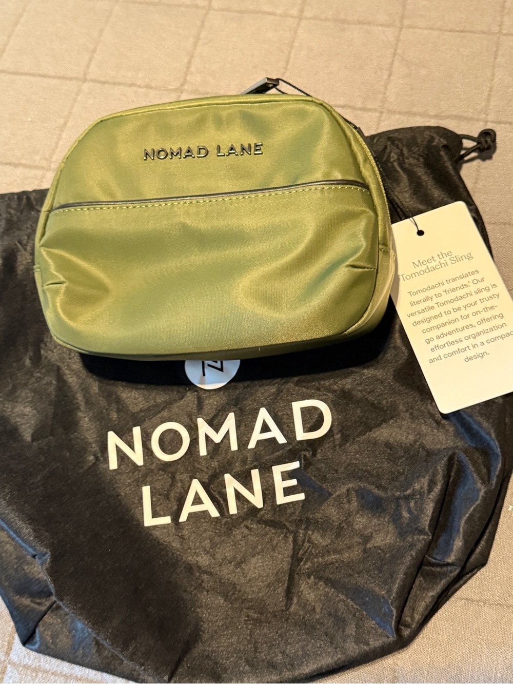 Nomad Lane Verde Olive Green Tomodachi Sling Crossbody Bag brand new!